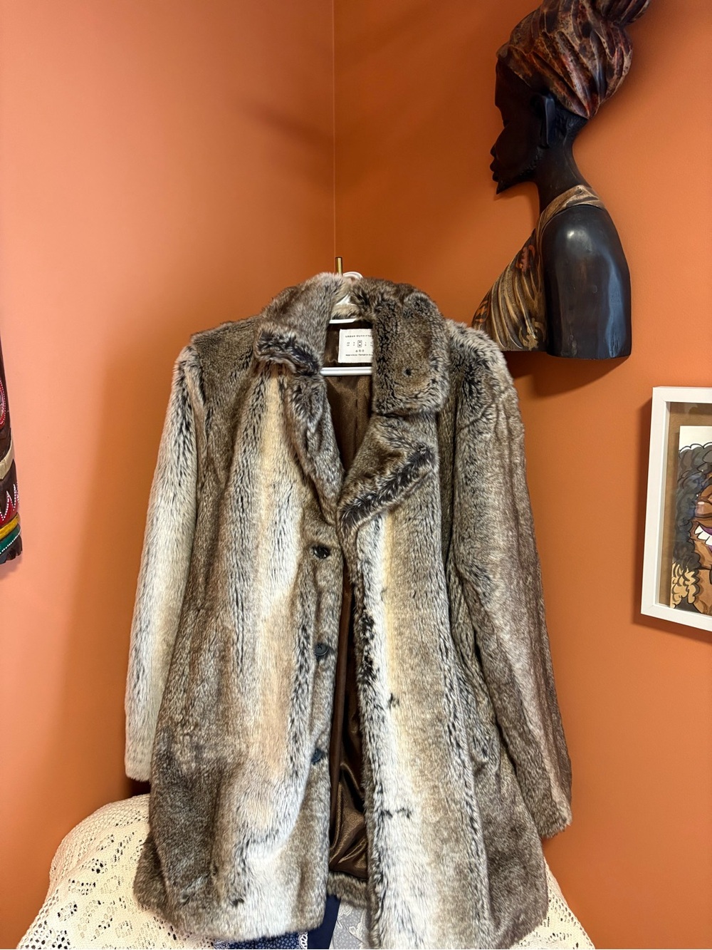 Urban Outfitters Faux Fur Pea Coat